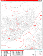 St. Charles  Wall Map Red Line Style